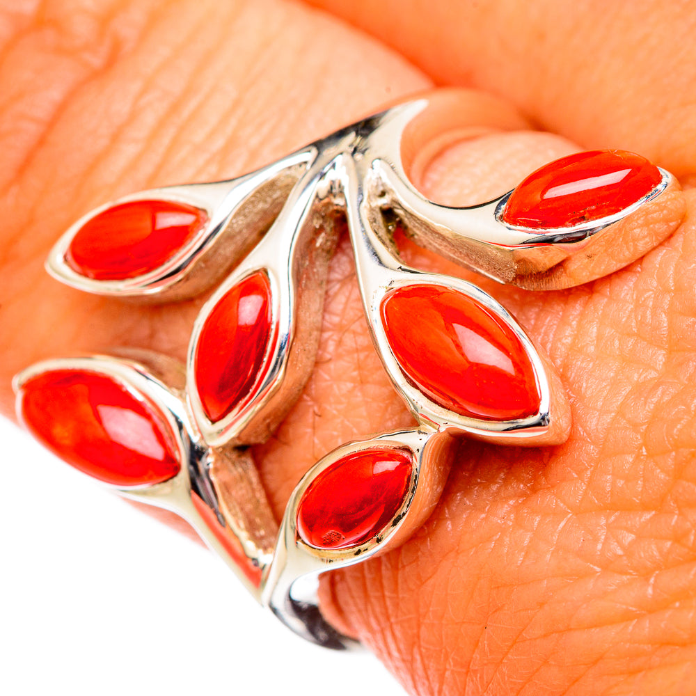 Mediterranean Red Coral Rings handcrafted by Anasilvercos - RING102646