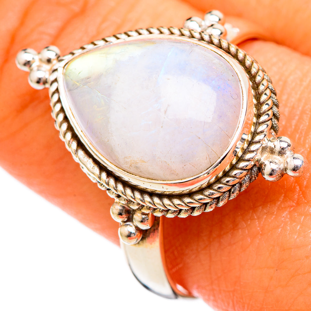 Rainbow Moonstone Rings handcrafted by Anasilvercos - RING102650
