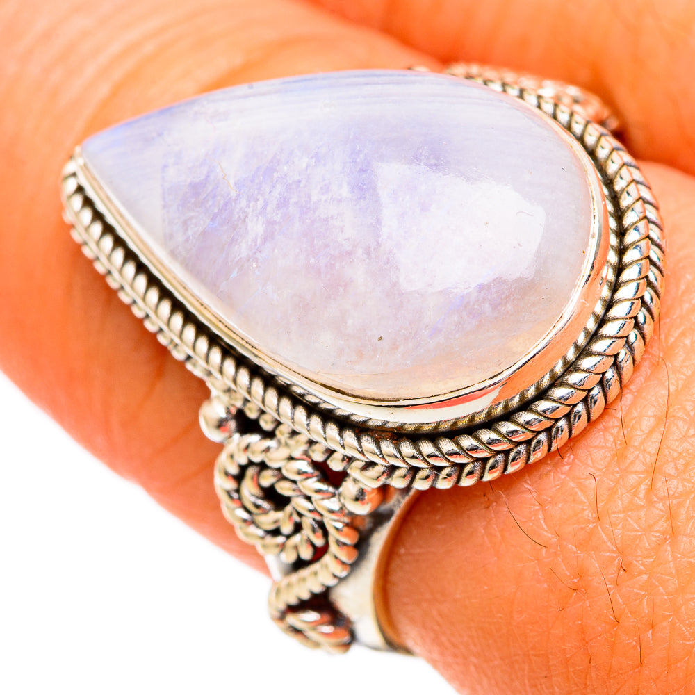 Rainbow Moonstone Rings handcrafted by Anasilvercos - RING102666