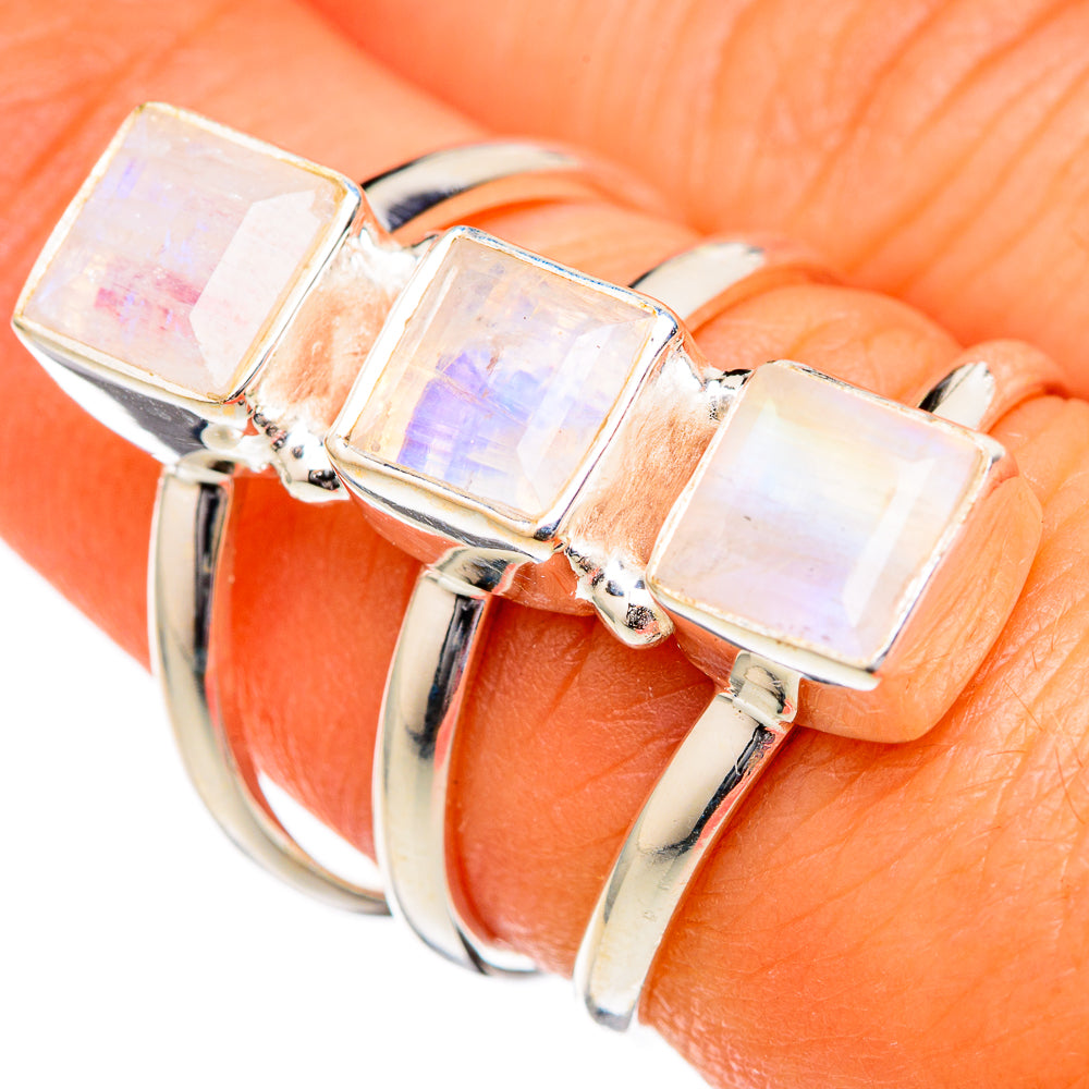 Rainbow Moonstone Rings handcrafted by Anasilvercos - RING102667