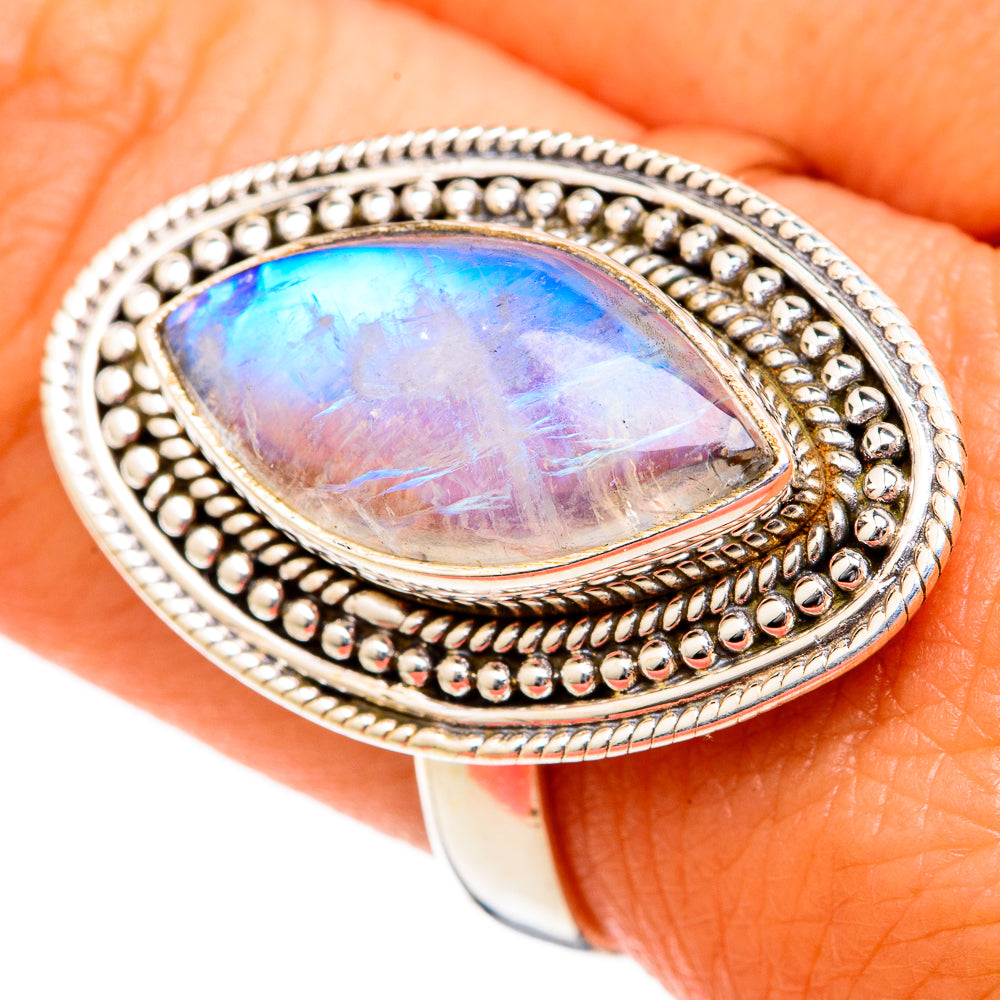Rainbow Moonstone Rings handcrafted by Anasilvercos - RING102668