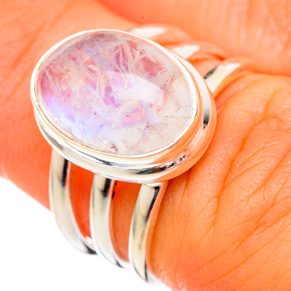 Rainbow Moonstone Rings handcrafted by Anasilvercos - RING102682