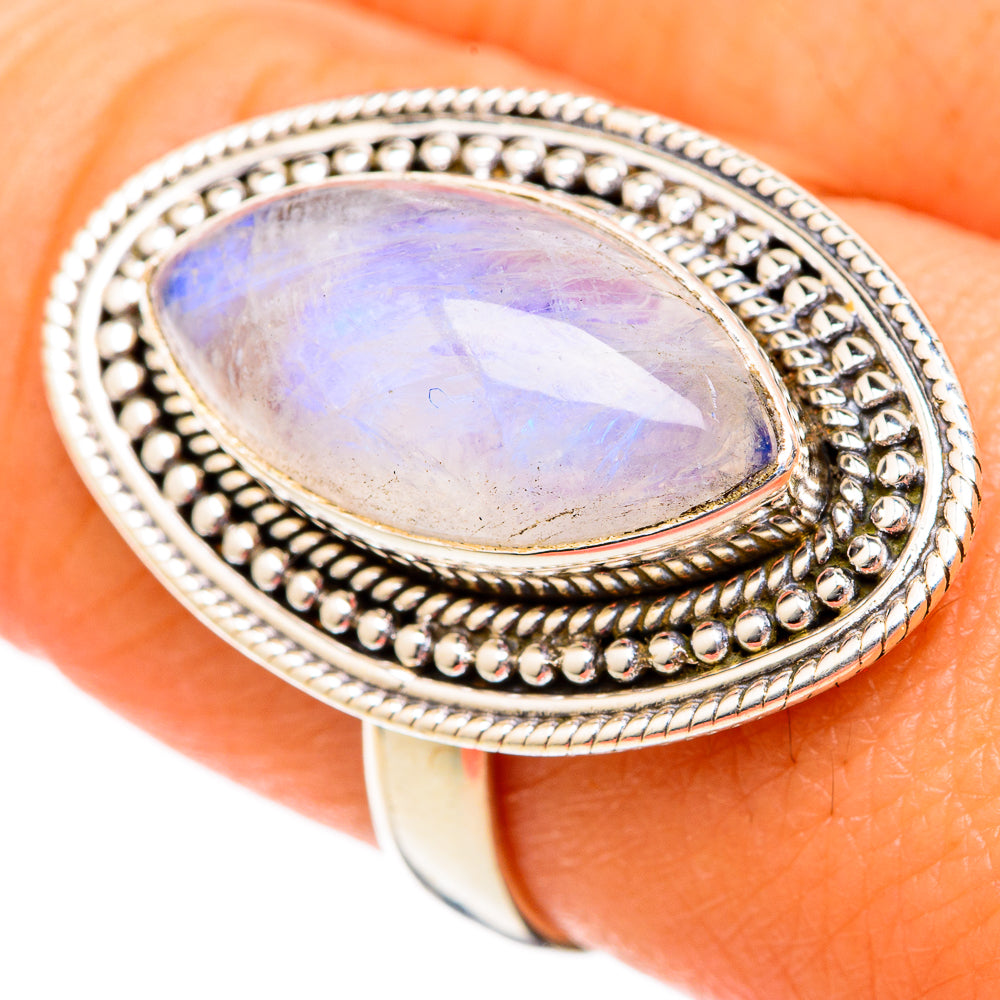 Rainbow Moonstone Rings handcrafted by Anasilvercos - RING102692