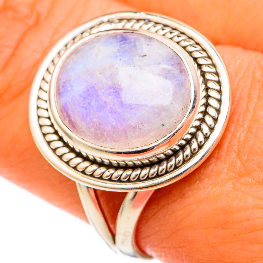 Rainbow Moonstone Rings handcrafted by Anasilvercos - RING102693