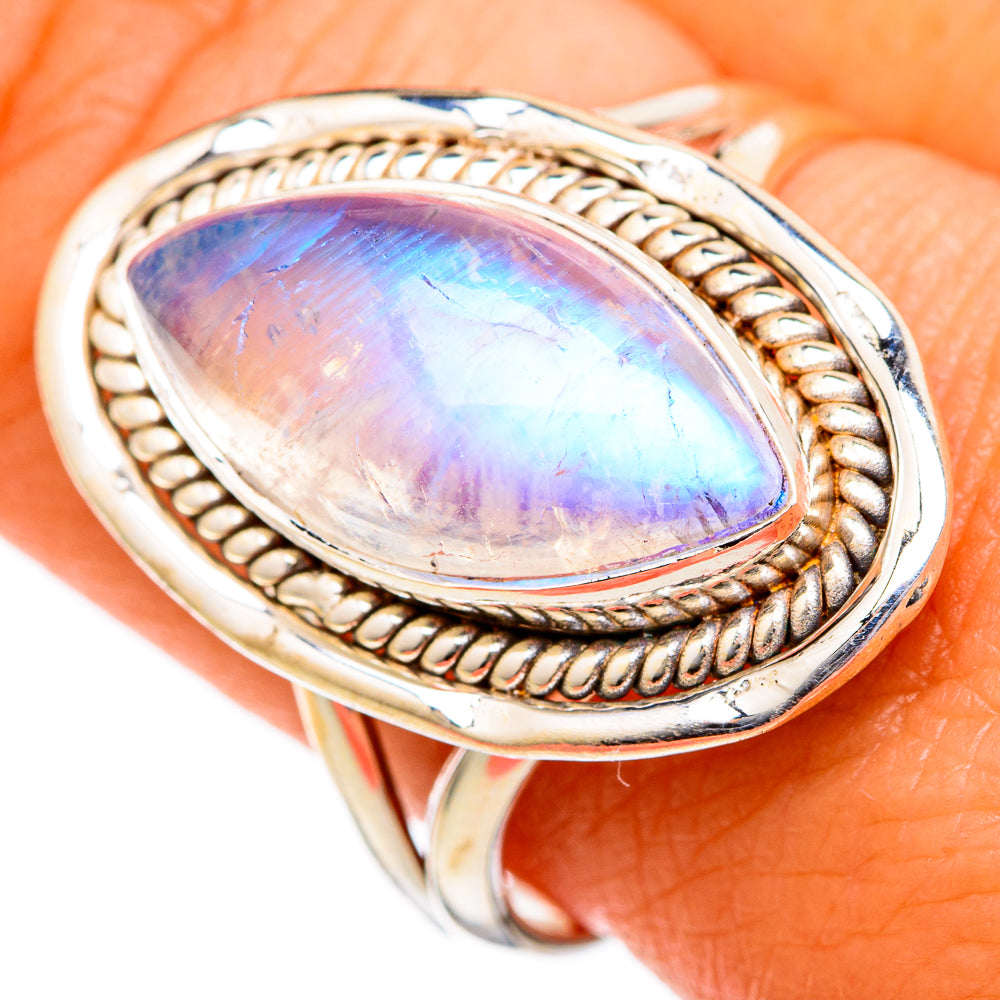 Rainbow Moonstone Rings handcrafted by Anasilvercos - RING102694