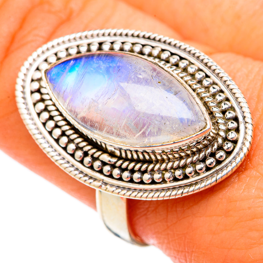 Rainbow Moonstone Rings handcrafted by Anasilvercos - RING102702