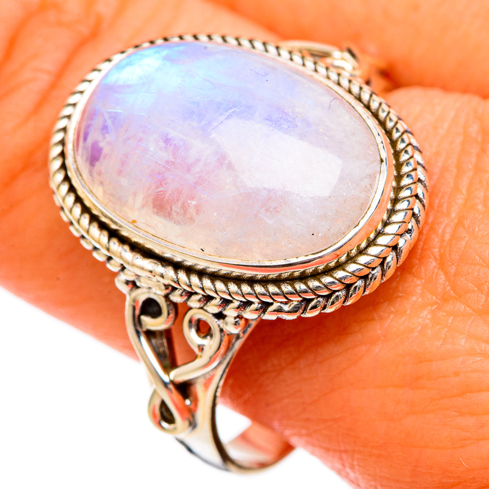 Rainbow Moonstone Rings handcrafted by Anasilvercos - RING102703