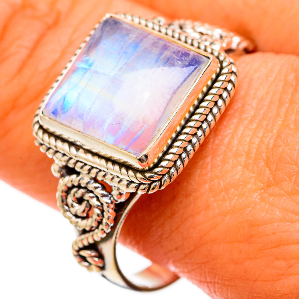 Rainbow Moonstone Rings handcrafted by Anasilvercos - RING102704