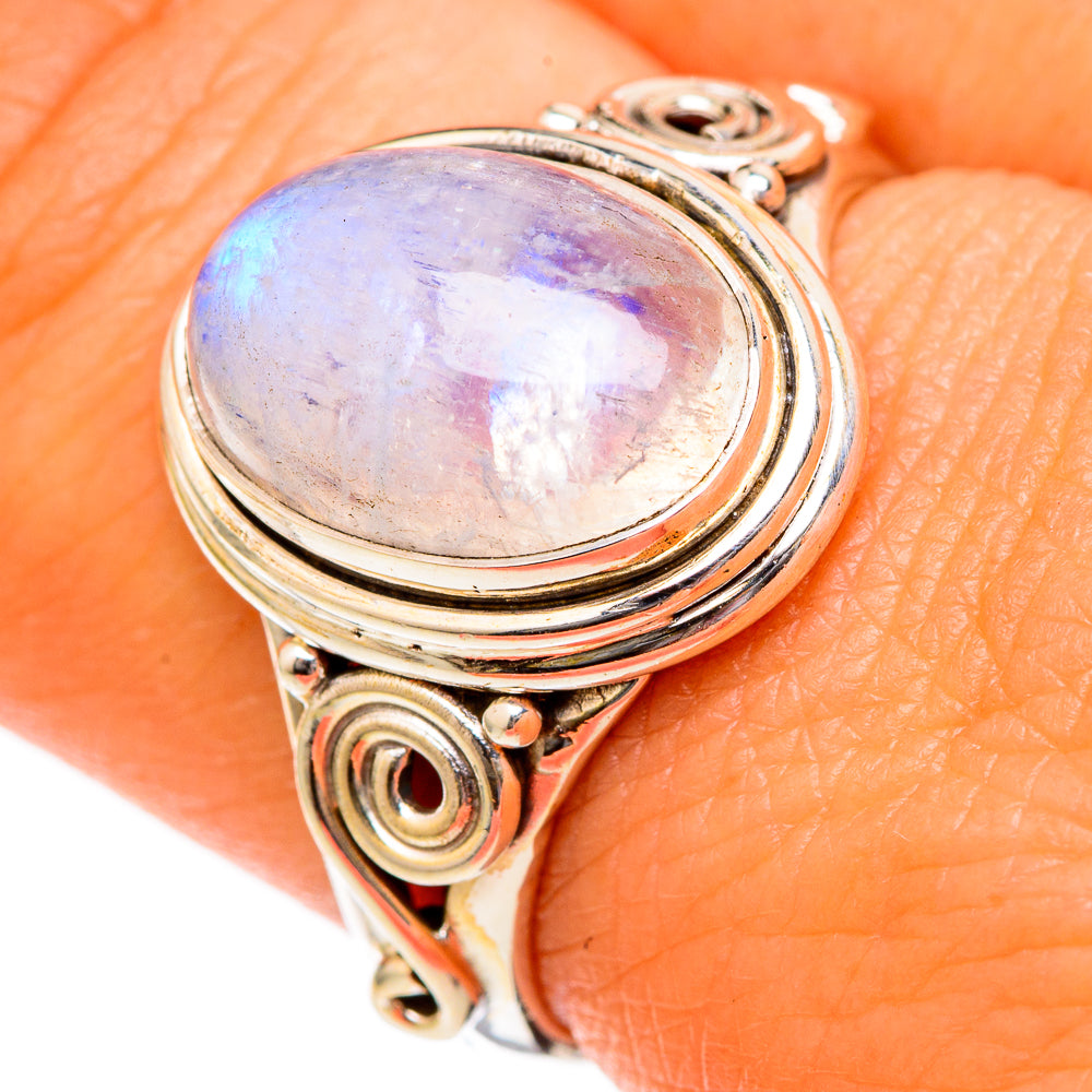 Rainbow Moonstone Rings handcrafted by Anasilvercos - RING102705