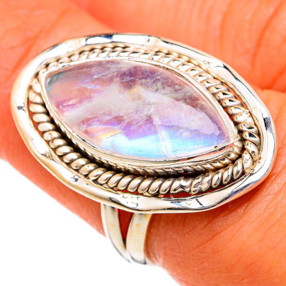 Rainbow Moonstone Rings handcrafted by Anasilvercos - RING102706