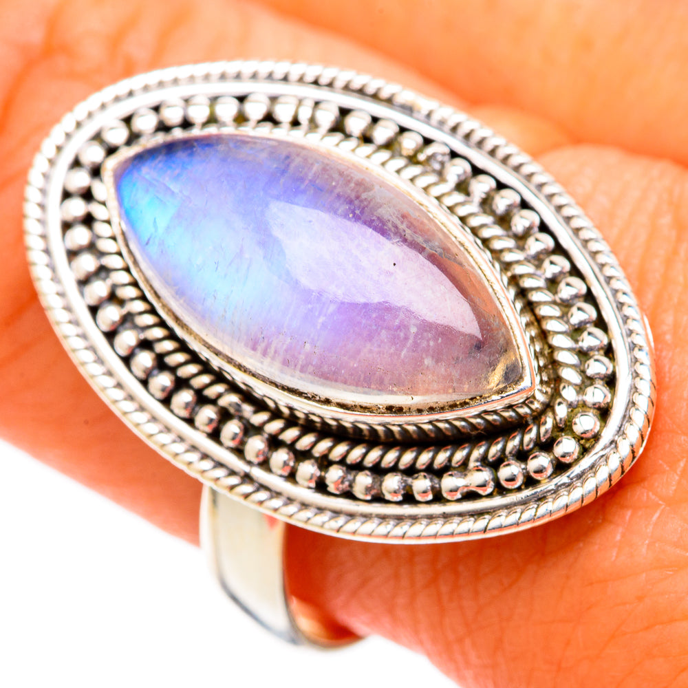 Rainbow Moonstone Rings handcrafted by Anasilvercos - RING102717