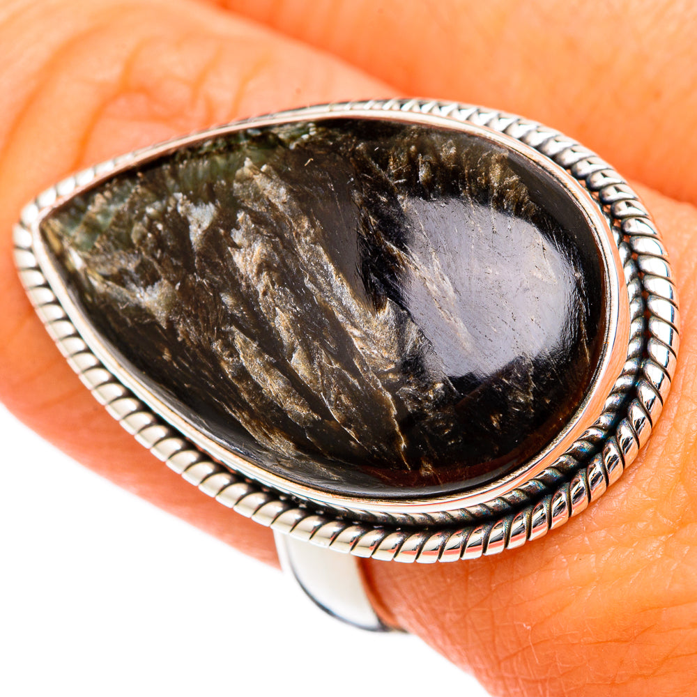 Golden Seraphinite Rings handcrafted by Anasilvercos - RING102780