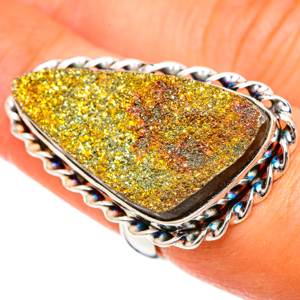 Spectro Pyrite Druzy Rings handcrafted by Anasilvercos - RING102838