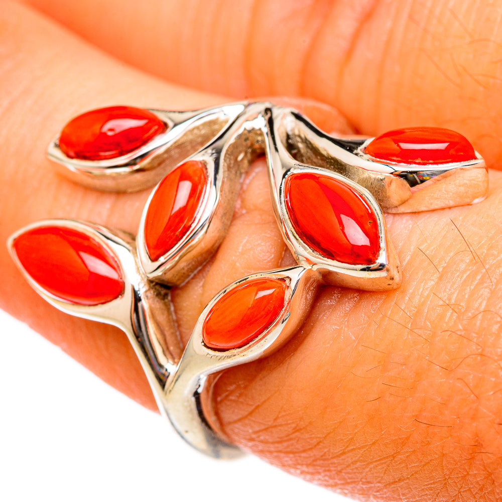 Mediterranean Red Coral Rings handcrafted by Anasilvercos - RING102878