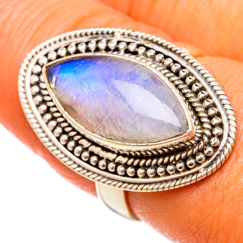Rainbow Moonstone Rings handcrafted by Anasilvercos - RING102910
