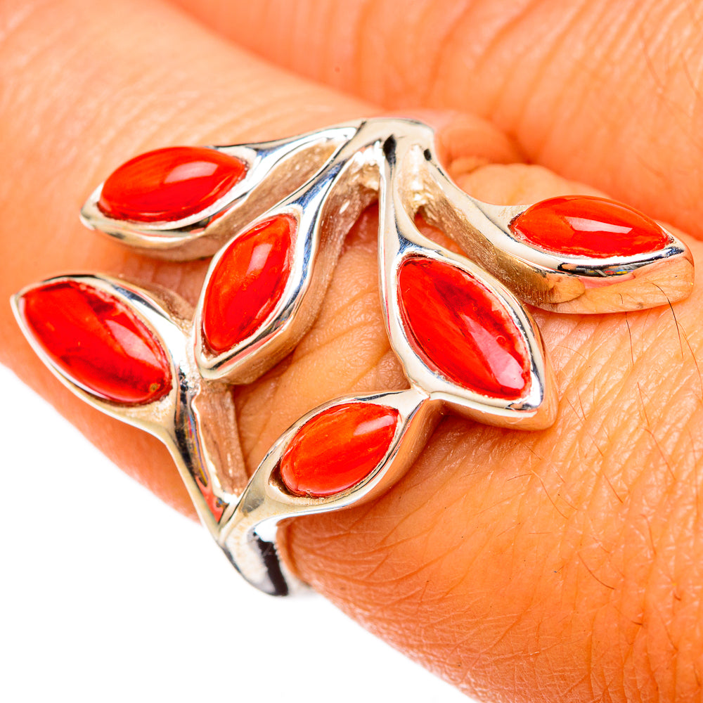 Mediterranean Red Coral Rings handcrafted by Anasilvercos - RING102950