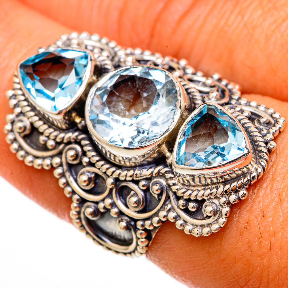Blue Topaz Rings handcrafted by Anasilvercos - RING103003