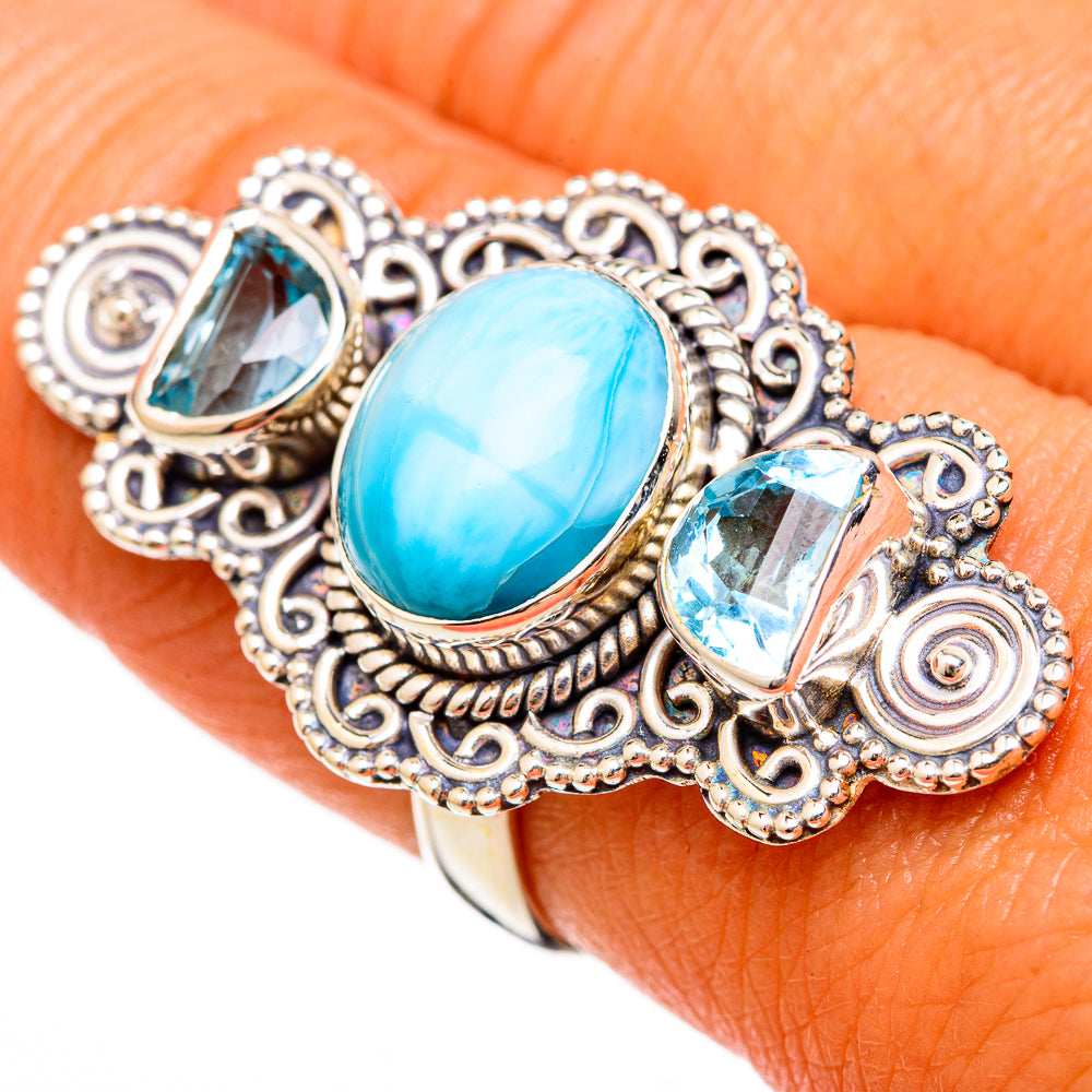 Larimar Rings handcrafted by Anasilvercos - RING103004