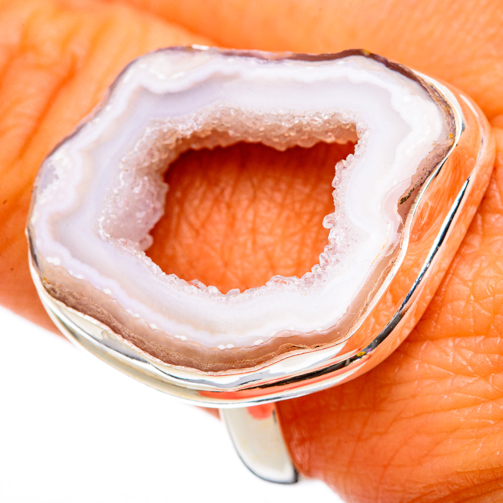 White Geode Slice Rings handcrafted by Anasilvercos - RING103041