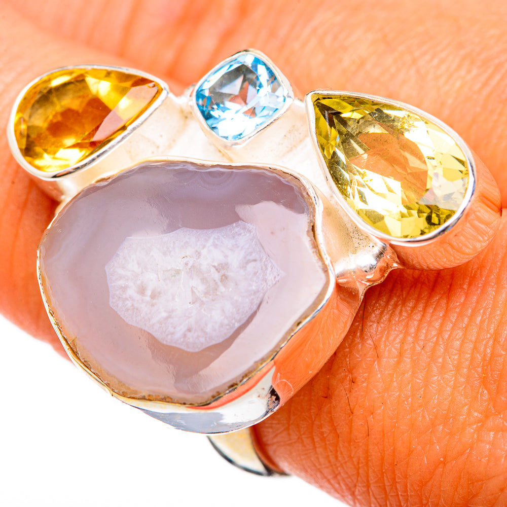 White Geode Slice Rings handcrafted by Anasilvercos - RING103044
