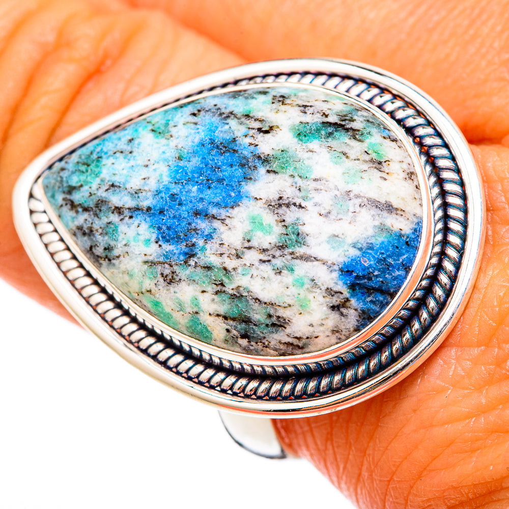 K2 Blue Azurite Rings handcrafted by Anasilvercos - RING103055