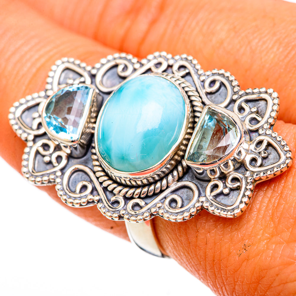 Larimar Rings handcrafted by Anasilvercos - RING103056