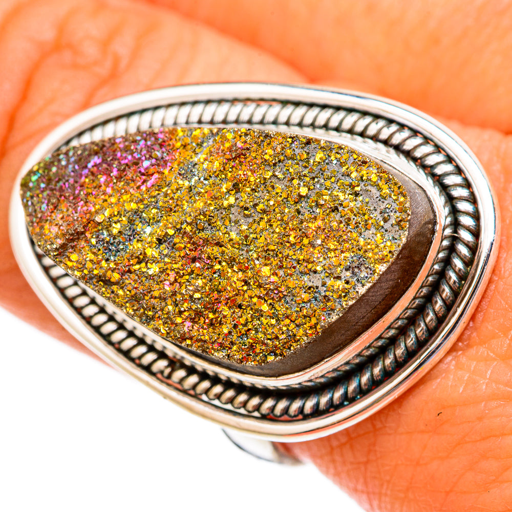 Spectro Pyrite Druzy Rings handcrafted by Anasilvercos - RING103086