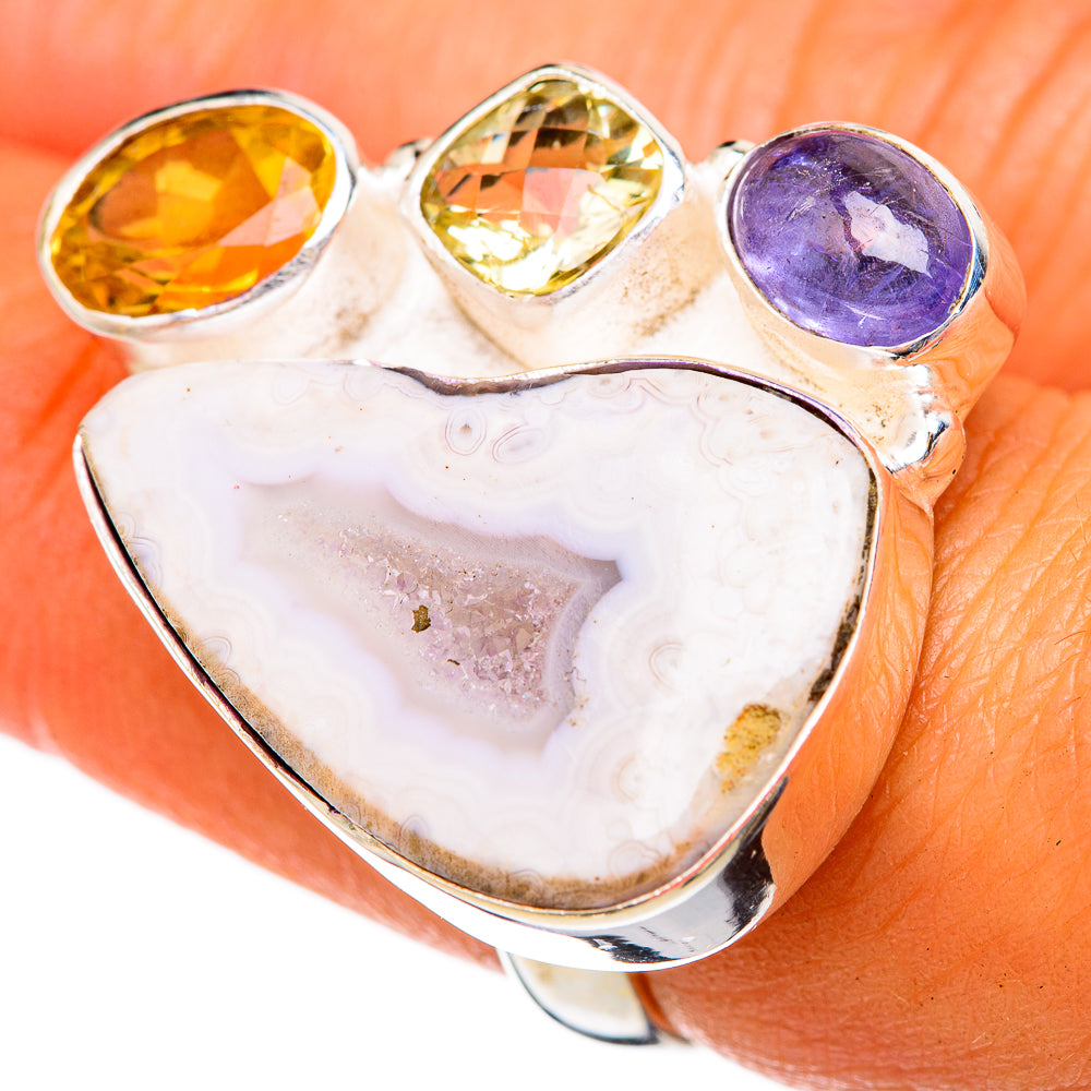 White Geode Slice Rings handcrafted by Anasilvercos - RING103100