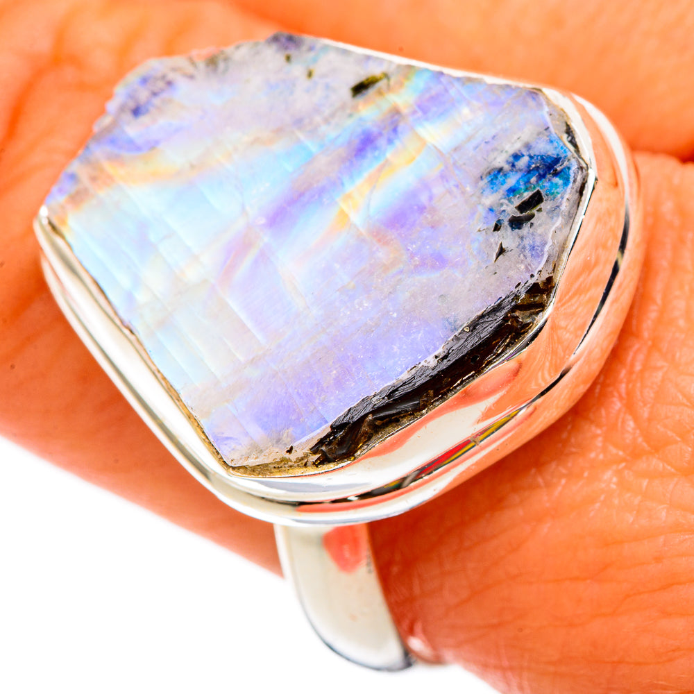 Rainbow Moonstone Rings handcrafted by Anasilvercos - RING103145