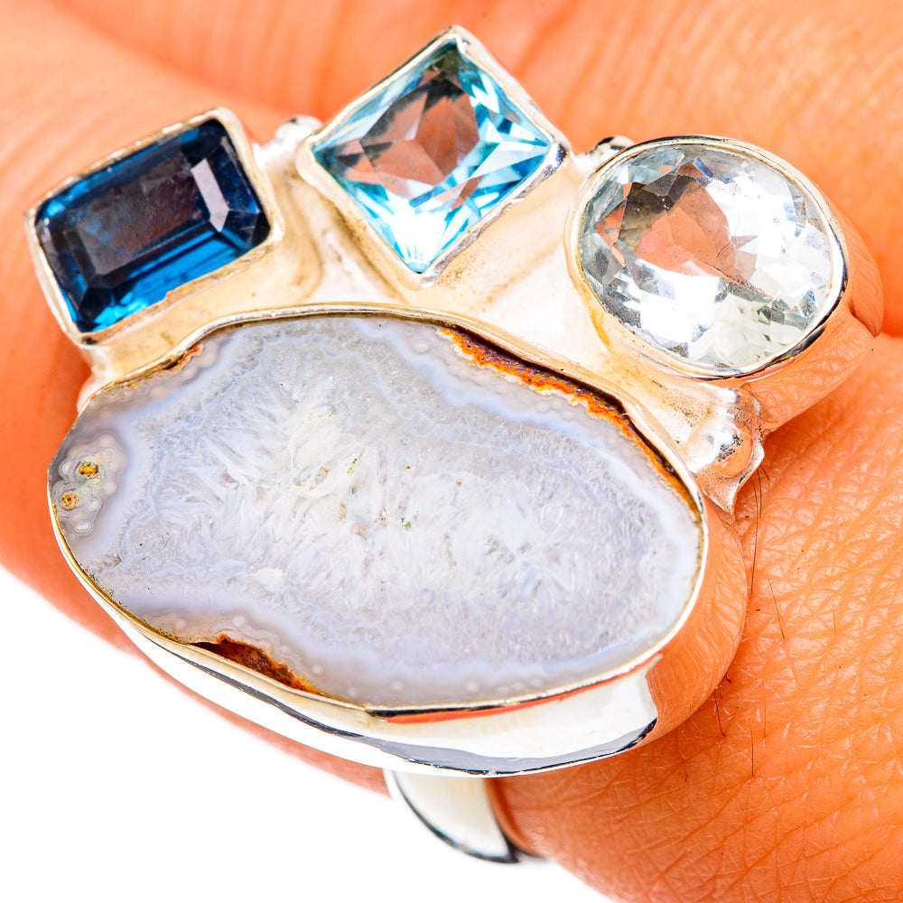 White Geode Slice Rings handcrafted by Anasilvercos - RING103155