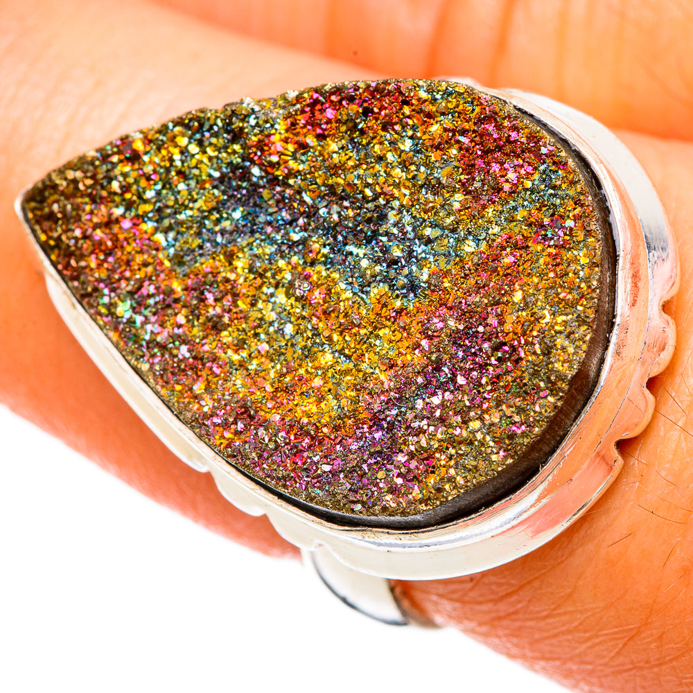 Spectro Pyrite Druzy Rings handcrafted by Anasilvercos - RING103187