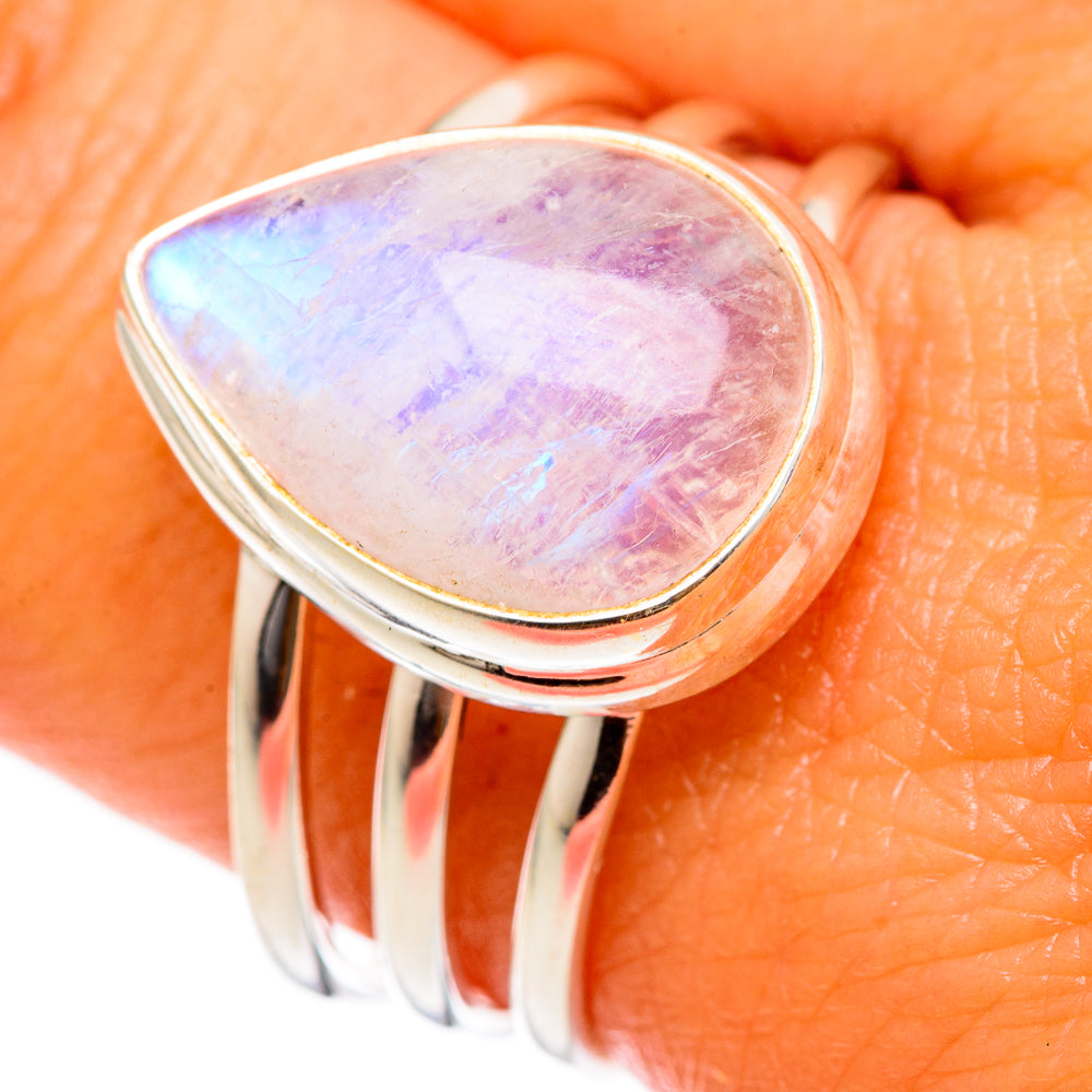 Rainbow Moonstone Rings handcrafted by Anasilvercos - RING103190