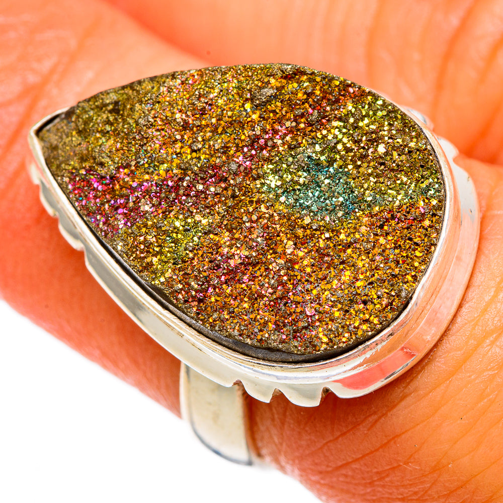 Spectro Pyrite Druzy Rings handcrafted by Anasilvercos - RING103212