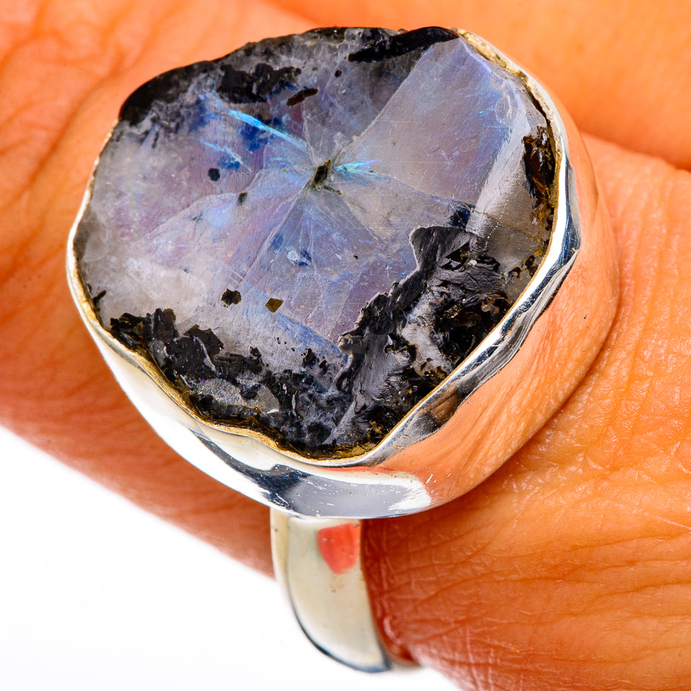 Rainbow Moonstone Rings handcrafted by Anasilvercos - RING103238