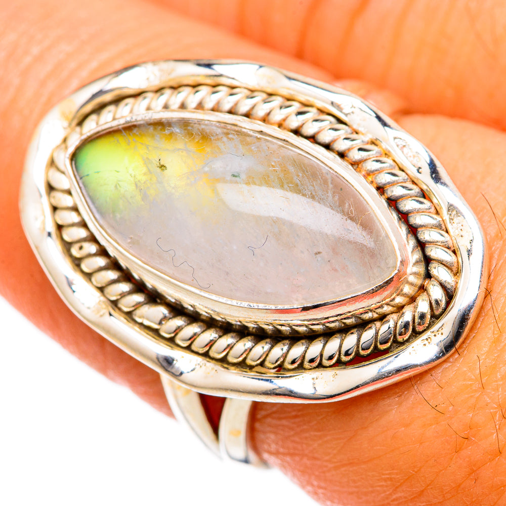 Rainbow Moonstone Rings handcrafted by Anasilvercos - RING103239