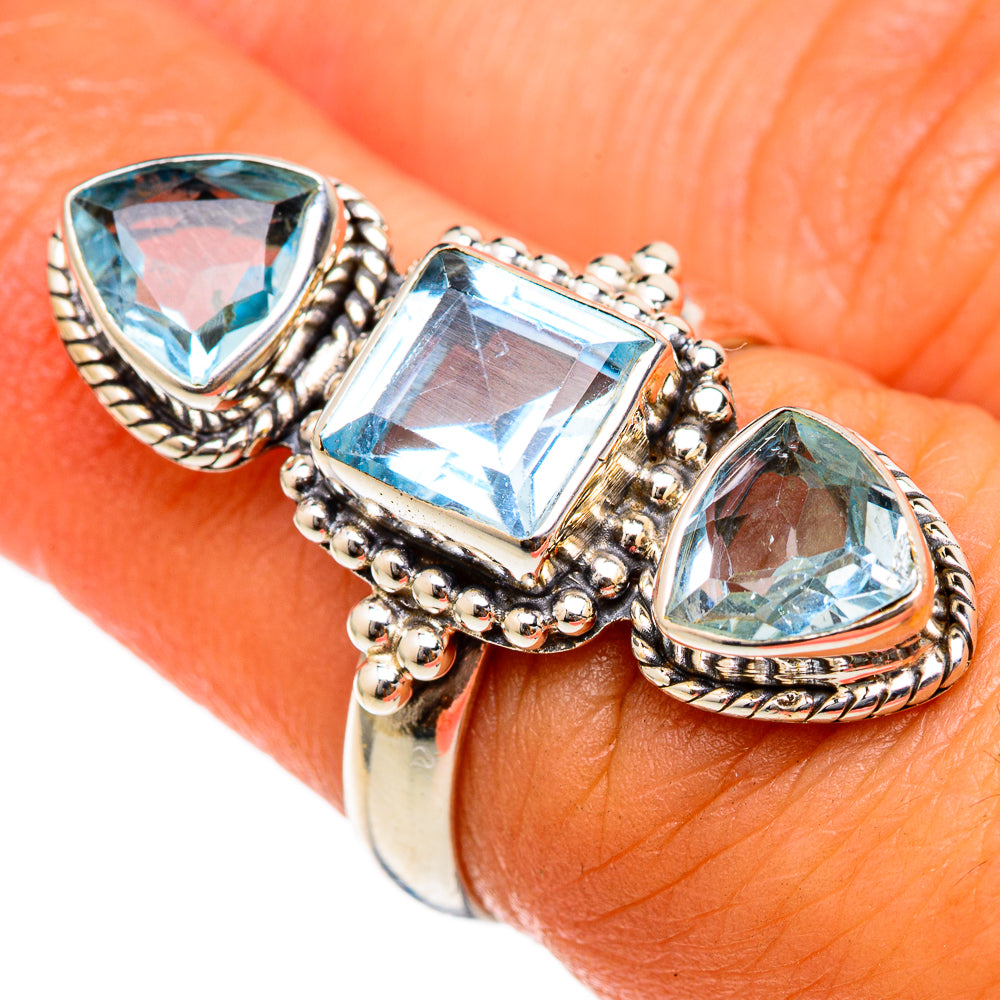 Blue Topaz Rings handcrafted by Anasilvercos - RING103247