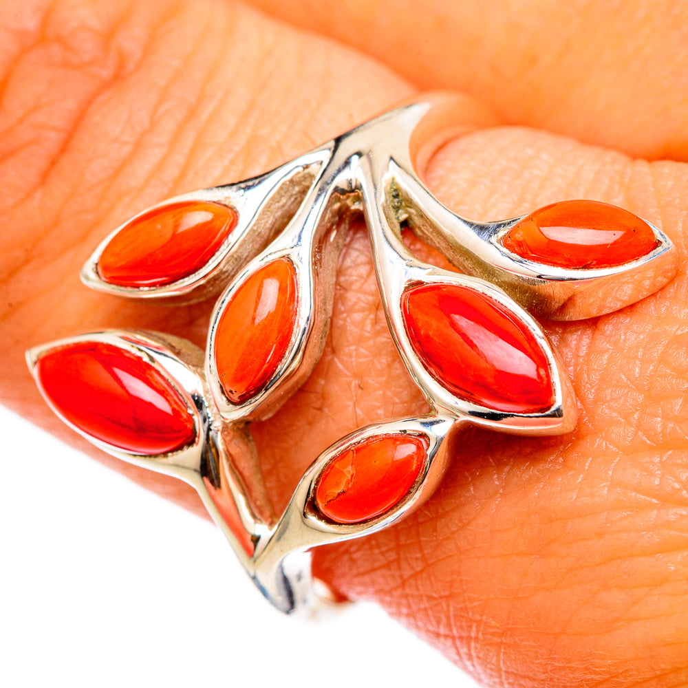 Mediterranean Red Coral Rings handcrafted by Anasilvercos - RING103256
