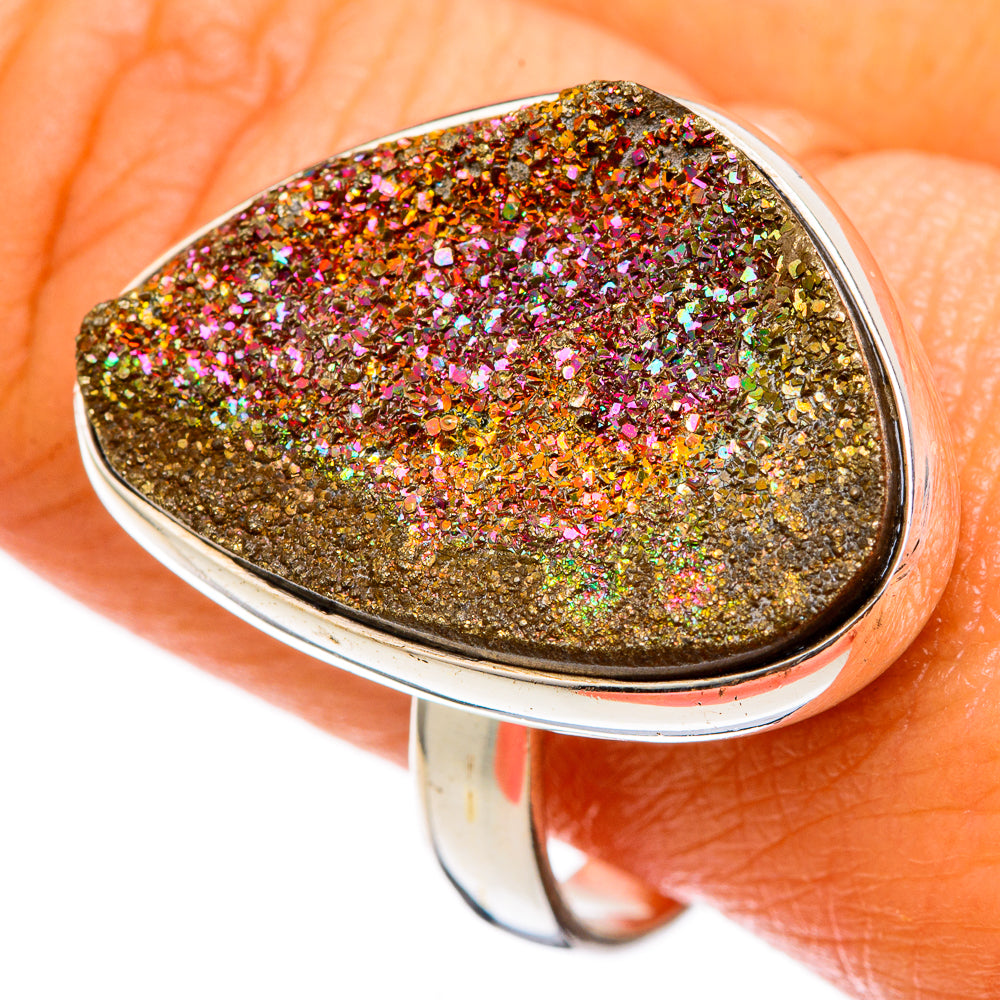 Spectro Pyrite Druzy Rings handcrafted by Anasilvercos - RING103259