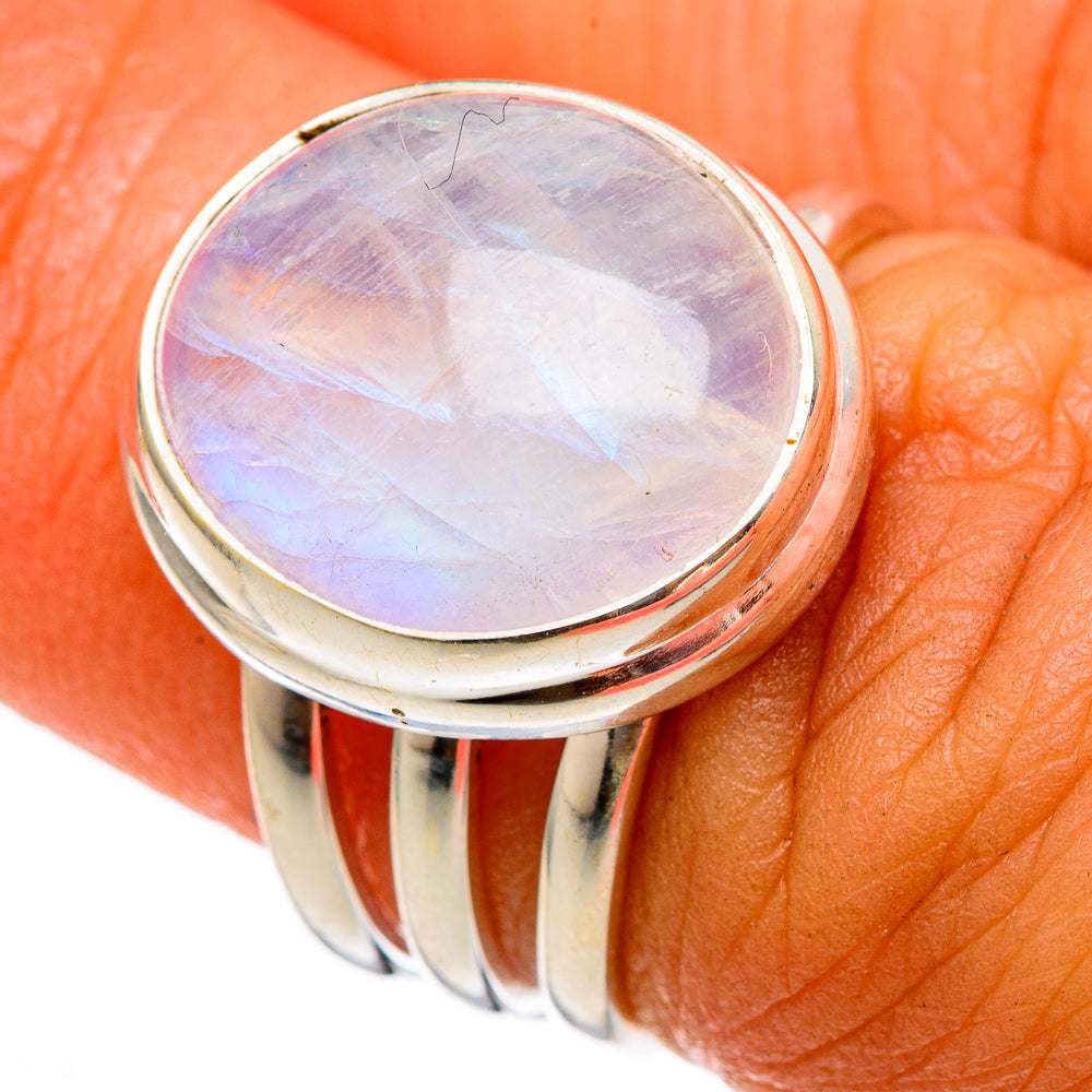 Rainbow Moonstone Rings handcrafted by Anasilvercos - RING103264