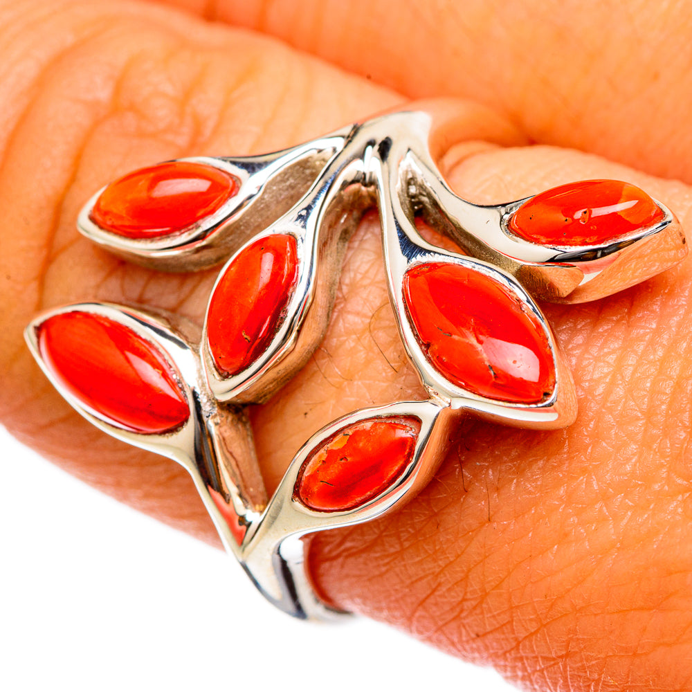 Mediterranean Red Coral Rings handcrafted by Anasilvercos - RING103277