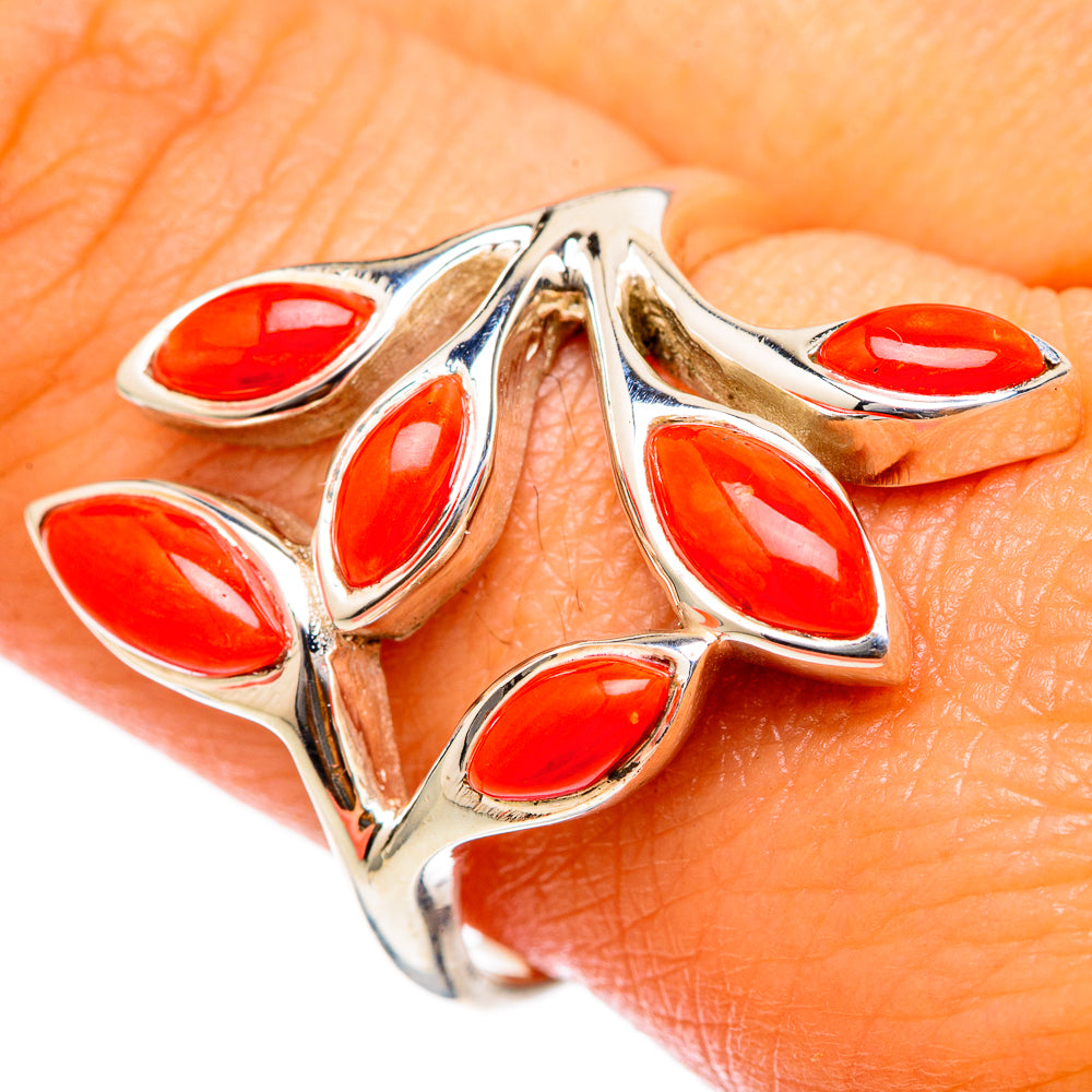 Mediterranean Red Coral Rings handcrafted by Anasilvercos - RING103296