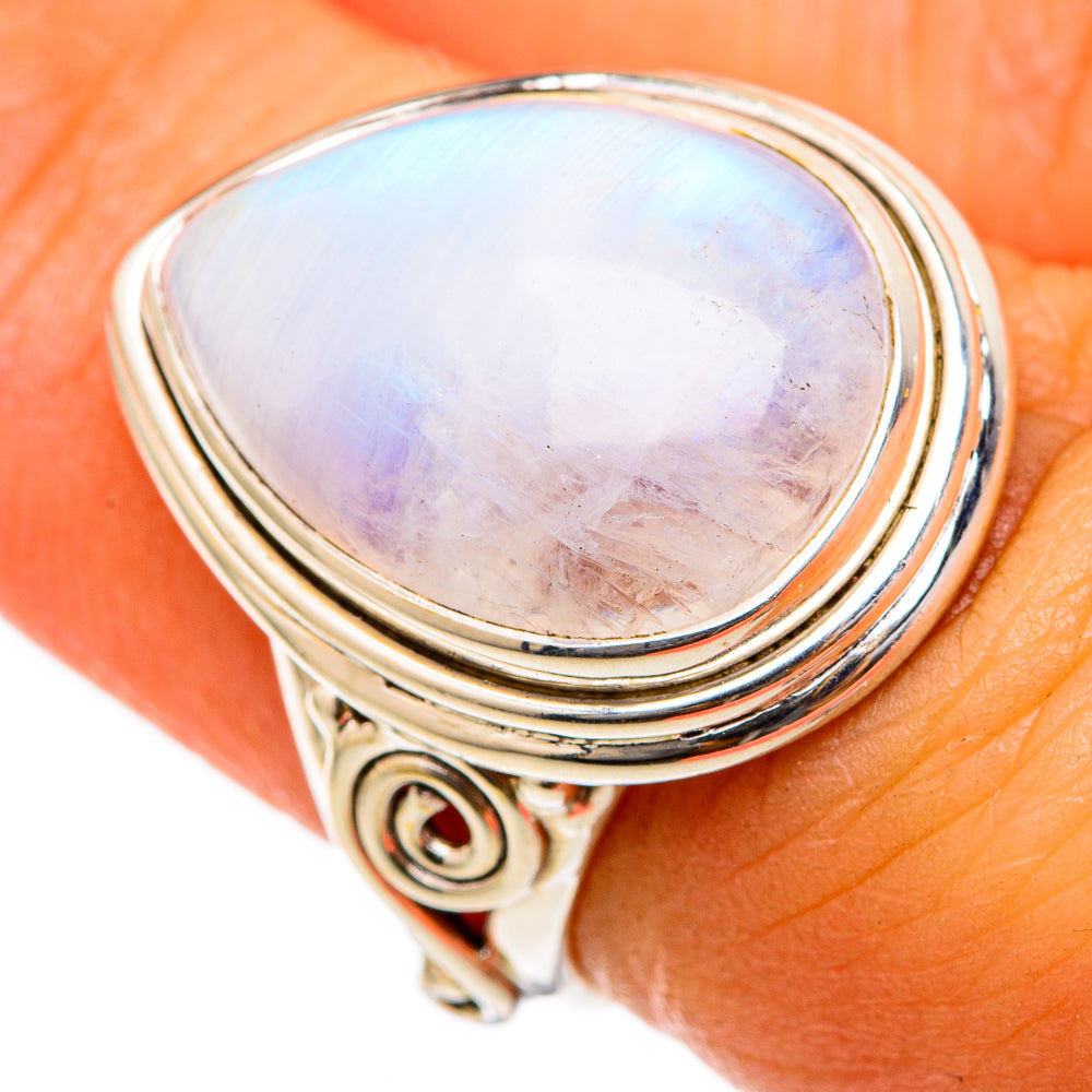 Rainbow Moonstone Rings handcrafted by Anasilvercos - RING103303
