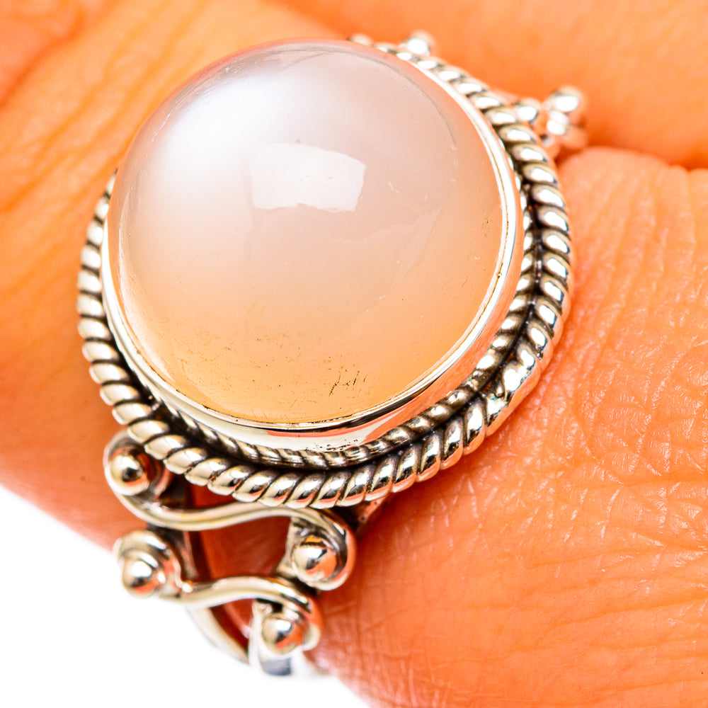 Peach Moonstone Rings handcrafted by Anasilvercos - RING103310