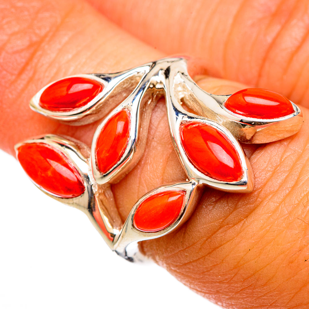 Mediterranean Red Coral Rings handcrafted by Anasilvercos - RING103312
