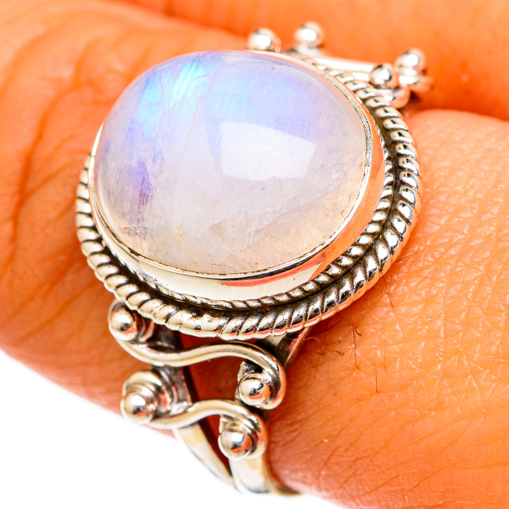 Rainbow Moonstone Rings handcrafted by Anasilvercos - RING103321