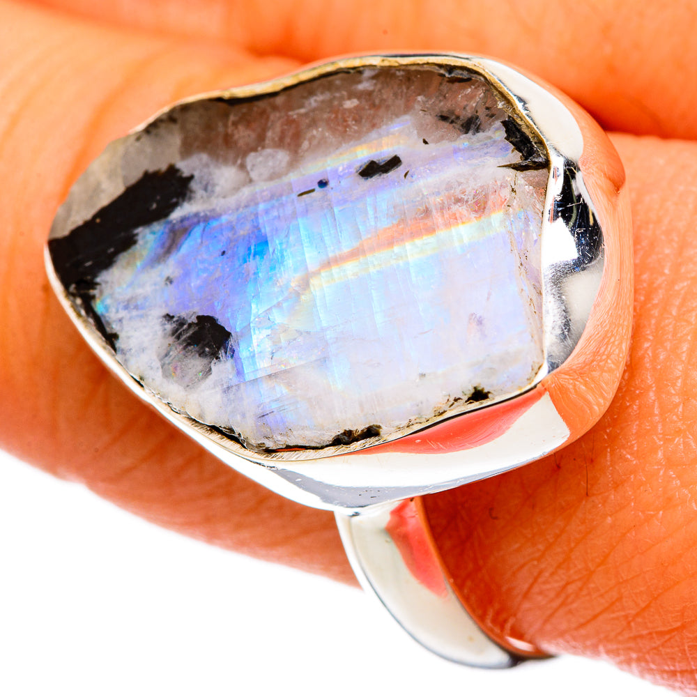 Rainbow Moonstone Rings handcrafted by Anasilvercos - RING103325