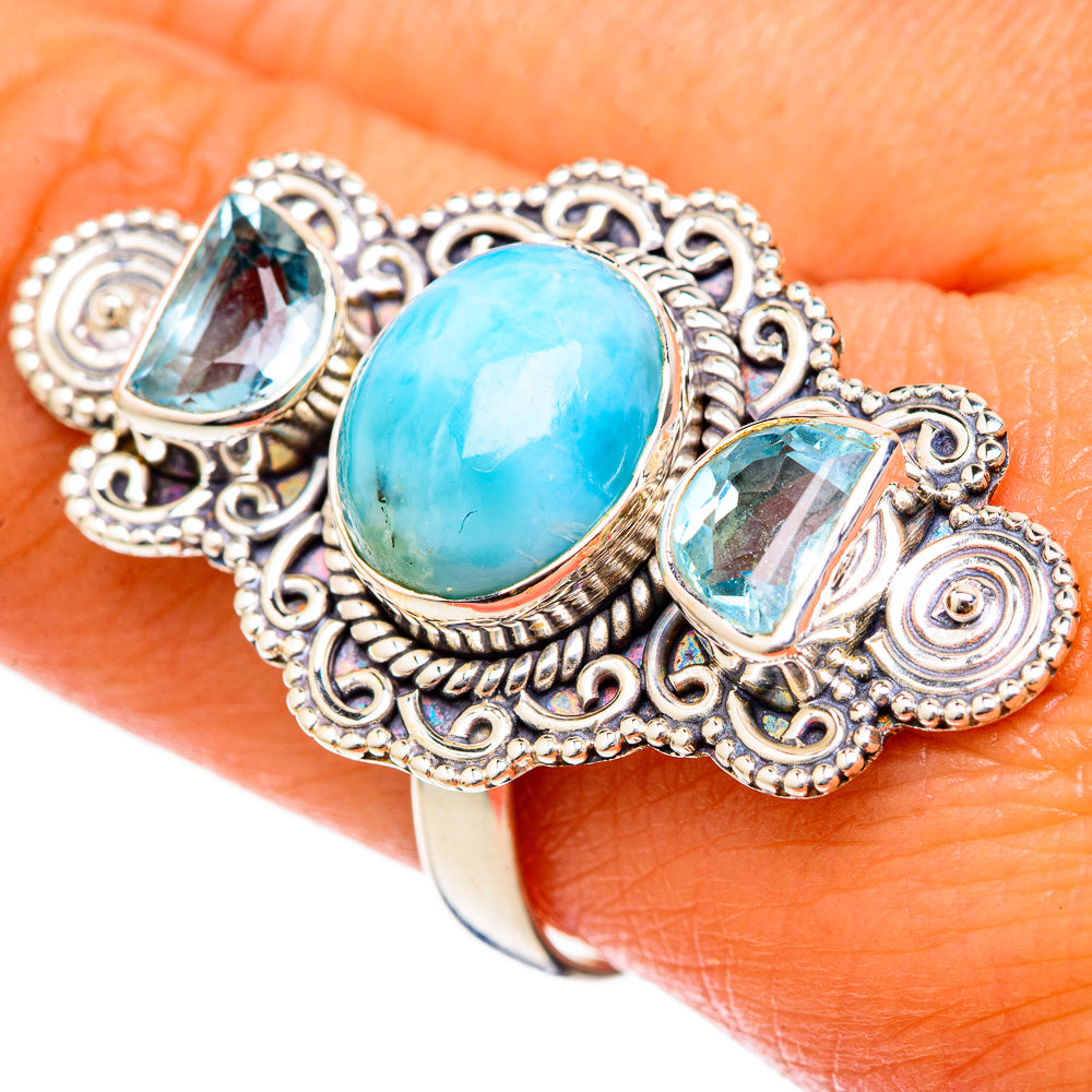 Larimar Rings handcrafted by Anasilvercos - RING103336