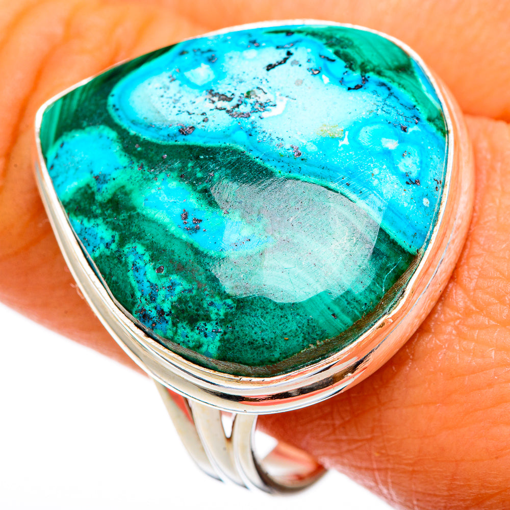 Malachite In Chrysocolla Rings handcrafted by Anasilvercos - RING103349