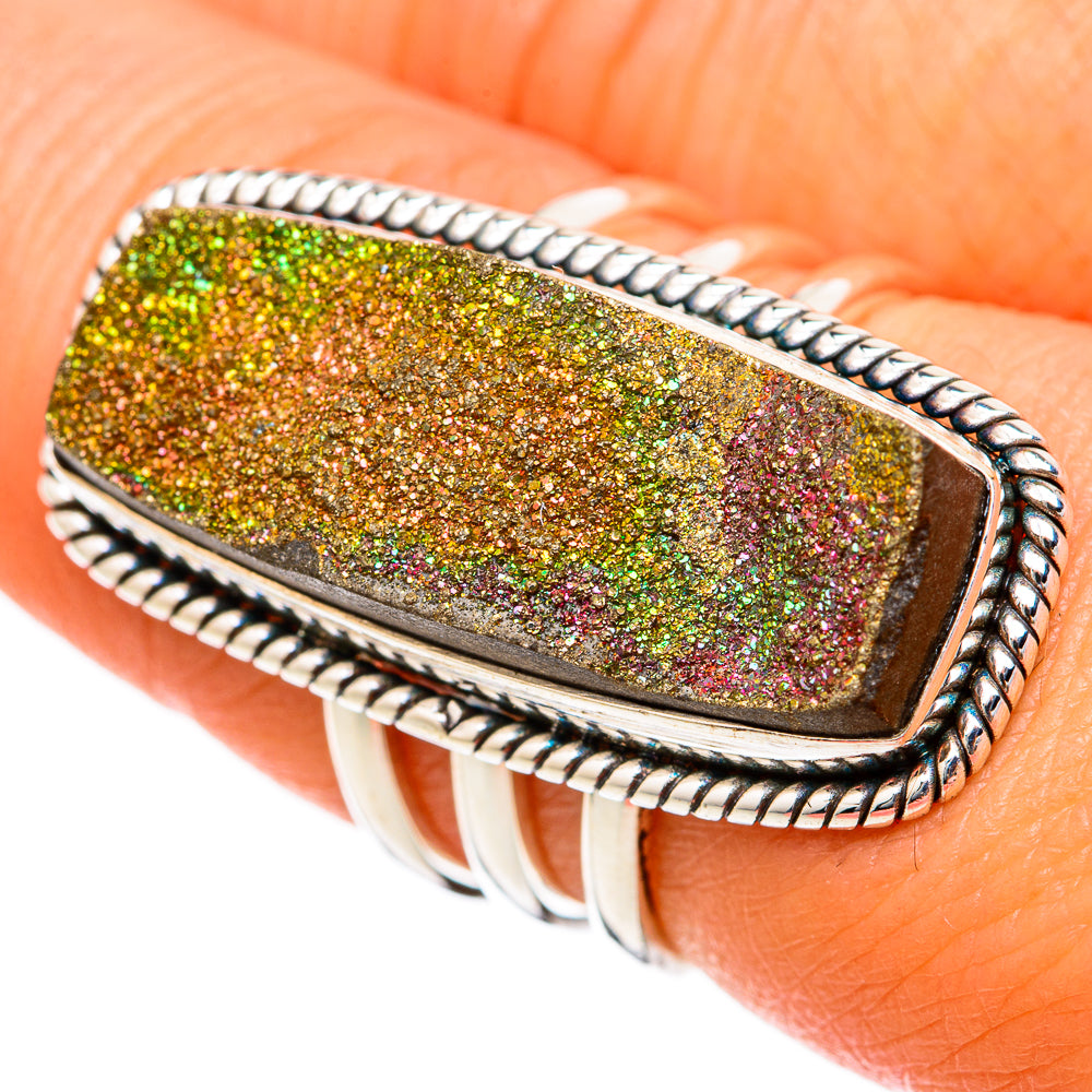 Spectro Pyrite Druzy Rings handcrafted by Anasilvercos - RING103373