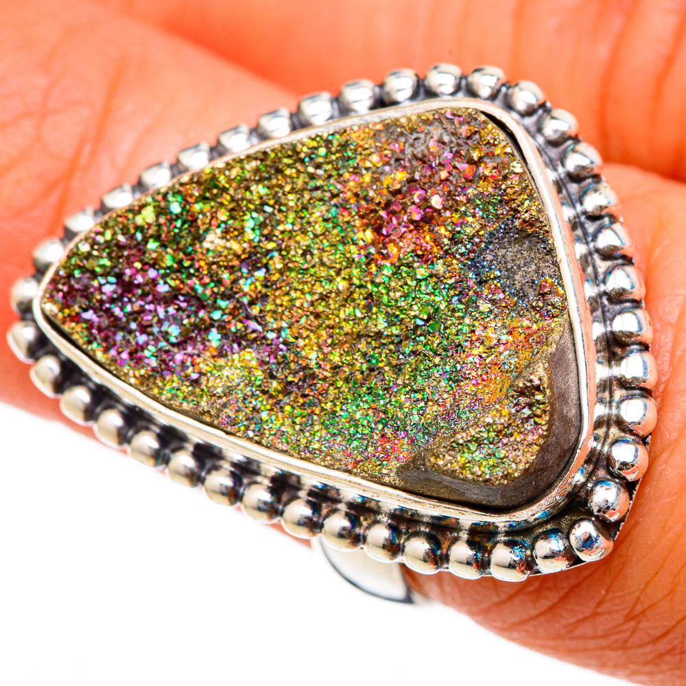 Spectro Pyrite Druzy Rings handcrafted by Anasilvercos - RING103420